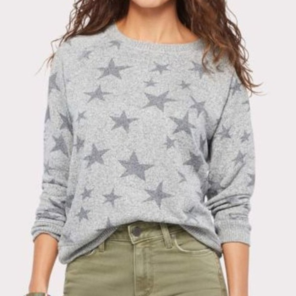 Rails Gray Star Print Scoop Neck Sweater